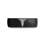 womens simple silver band – black tungsten caduceus wedding band