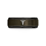 womens simple silver band – gunmetal & black tungsten caduceus wedding band