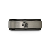 personalized gratitude presents – black & gray tungsten log loader wedding band