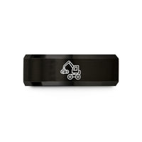 personalized gratitude presents – black tungsten log loader wedding band