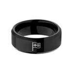 gratefulness present for couple – black tungsten marker flag wedding band