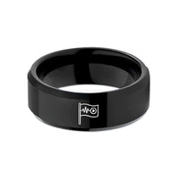 gratefulness present for couple – black tungsten marker flag wedding band