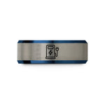 friendship appreciation presents – blue & grey tungsten charging station wedding band