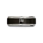 unique presents for women – black & blue & silver tungsten checkpoint flag wedding band