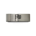 engraved jewelry for her – gray tungsten checkpoint flag wedding band