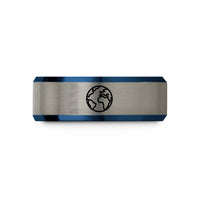 unique presents for her – blue & gray tungsten eastern hemisphere wedding band