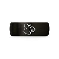 engraved rings for women – black & rose gold tungsten rat wedding band