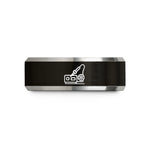 personalized present rings men – black & silver tungsten soldering station wedding band