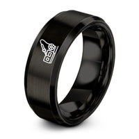 custom laser engrave ring – black tungsten soldering station ring