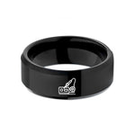 custom laser engrave ring – black tungsten soldering station wedding band