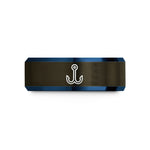 personalized sister present ideas – gunmetal & blue tungsten double hook eyelet wedding band