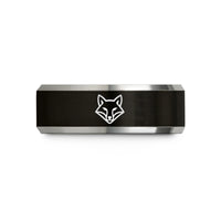 sibling present rings personalized – black & gray tungsten fox wedding band
