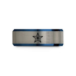 personalized jewelry for sister – black & blue & grey tungsten nautical star wedding band