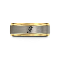 special present ideas women – black & gold & gray tungsten parrot wedding band