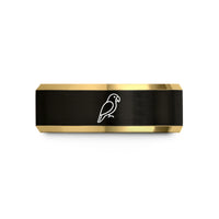 best presents for sisters – black & gold tungsten parrot wedding band