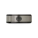 personalized sister presents – black & gray tungsten plateau contours wedding band