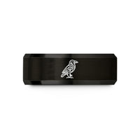 unique presents for women – black tungsten raven key wedding band