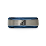 sister appreciation presents – blue & gray tungsten signal strength bars wedding band