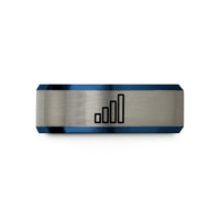 unique rings for sister – blue & gray tungsten signal strength bars wedding band