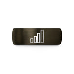 engraved rings for siblings – gunmetal & blue tungsten signal strength bars wedding band