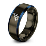 custom jewelry for sister – gunmetal & blue tungsten signal strength bars ring
