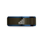 engraved rings for siblings – gunmetal & blue tungsten signal strength bars wedding band