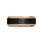 unique presents for her – black & rose gold tungsten engineering gear wrench wedding band