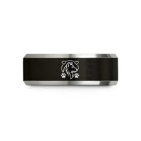 unique presents for her – black & gray tungsten paw border hearts wedding band