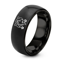 thank You Gifts for Women – black tungsten paw border hearts ring