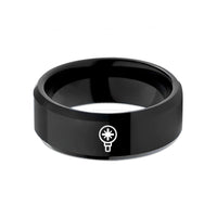 engraved bands for couples – black tungsten pozidriv wedding band