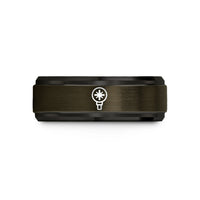 engraved bands for couples – gunmetal & black tungsten pozidriv wedding band