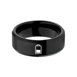 unique gratitude presents – black tungsten battery icon wedding band