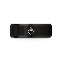 unique thank you presents – black & gold tungsten heart crown wedding band
