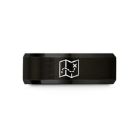customized thank you items – black tungsten marked route wedding band