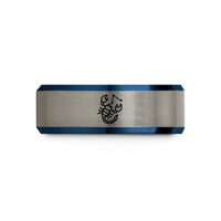 appreciation present for friends – black & blue & grey tungsten scorpius wedding band