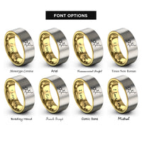 font options for inside engraving on gold & gray thc molecule rings