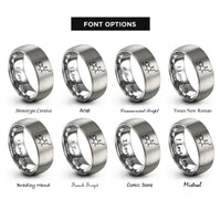 font options for inside engraving on gray thc molecule rings