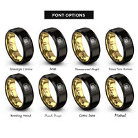 font options for inside engraving on black & gold the alamo rings