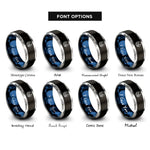 font options for inside engraving on black & blue & grey the chariot rings