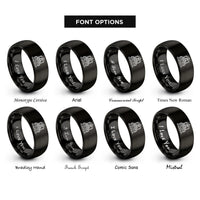 font options for inside engraving on black the chariot rings