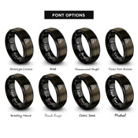 font options for inside engraving on gunmetal & black the chariot rings