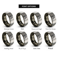 font options for inside engraving on gunmetal & grey the chariot rings