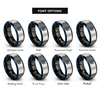 font options for inside engraving on black & blue & grey the devil rings