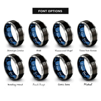 font options for inside engraving on black & blue & gray the empress rings