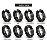 font options for inside engraving on black & silver the empress rings
