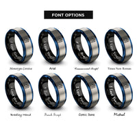 font options for inside engraving on black & blue & grey the fool rings