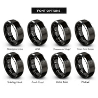 font options for inside engraving on black & gray the fool rings