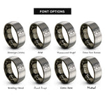 font options for inside engraving on gunmetal & silver the fool rings