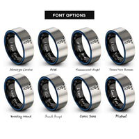 font options for inside engraving on black & blue & grey the hanged man rings
