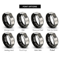 font options for inside engraving on black & gray the hanged man rings
